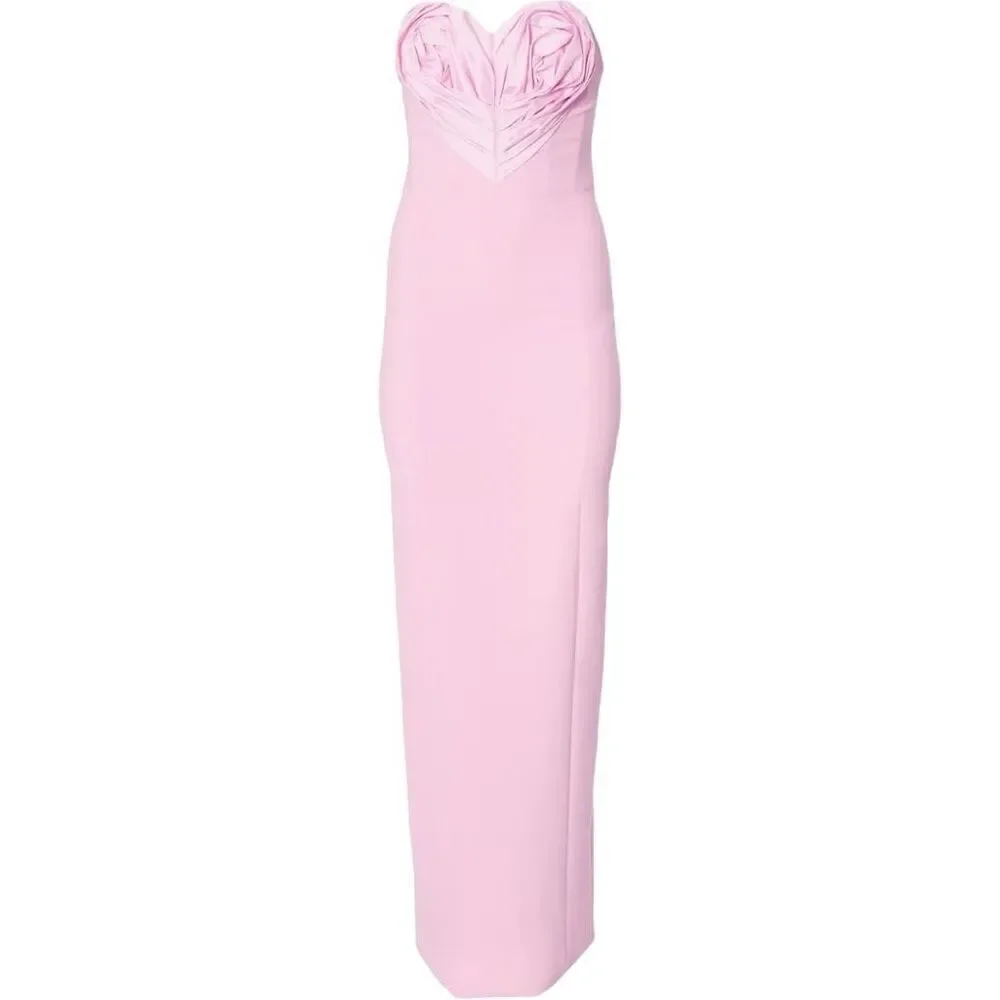 $4,490 Carolina Herrera Pink Strapless Heart Column Gown Size 8 - Picture 2 of 13